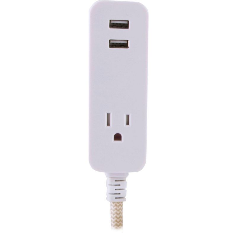 Cordinate Designer 1-Outlet 2 USB Port Surge Protector with 10' Extension Cord Tan/White