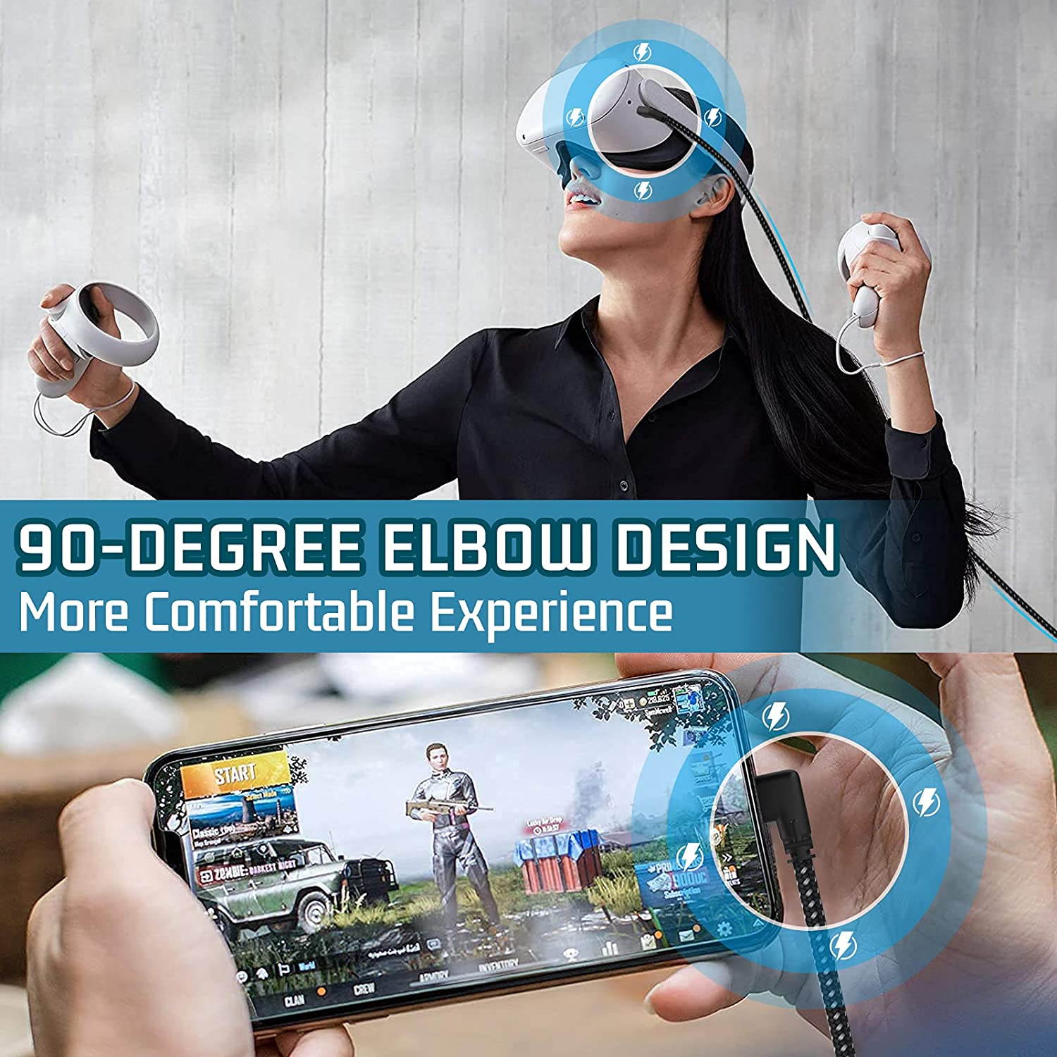 for Oculus Quest Link Cable 16ft, Fiber-Optic USB 3.2 Gen1 5Gbps USB 3.0 to USB C High Speed Data Transfer & 3A Fast Charger Cord Nylon Braided Compatible for Quest 2 and Quest VR Headset to Gaming PC