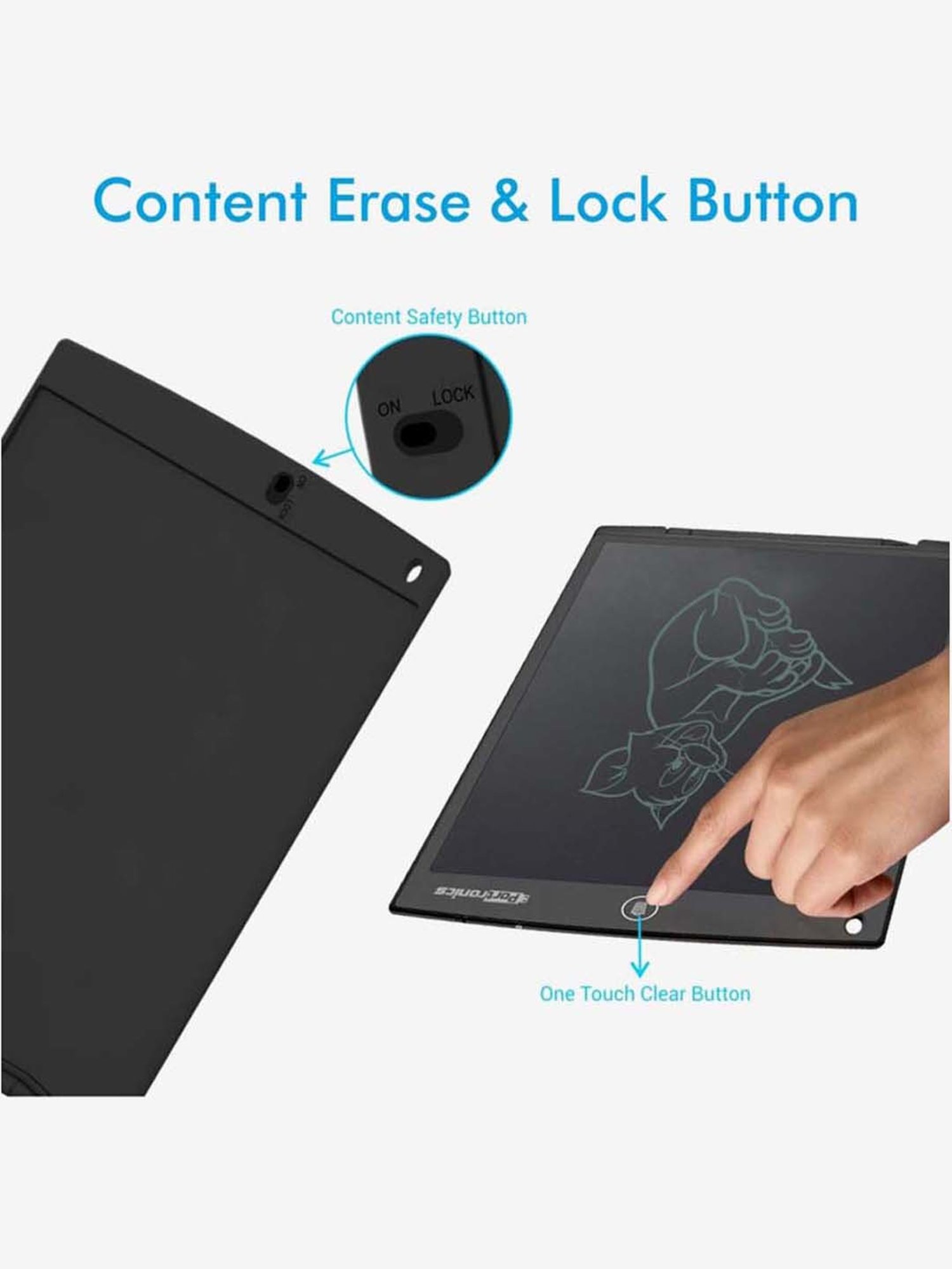 Portronics Ruffpad POR-1127 12D Re-Writable LCD Writing Pad (Black)