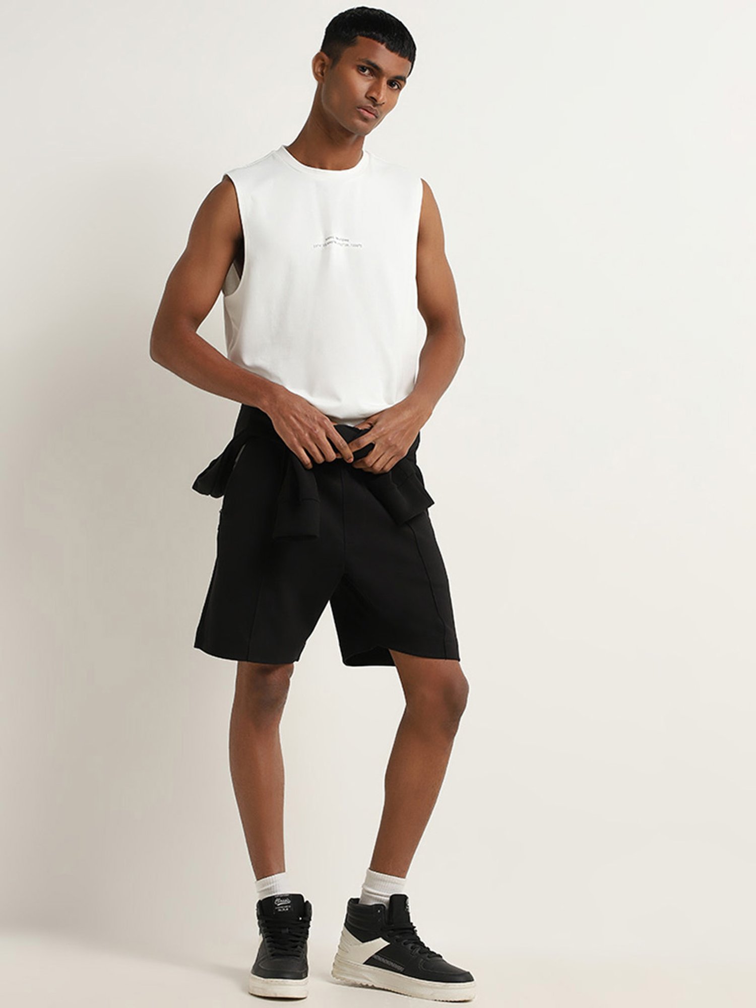 Studiofit by Westside White Printed Relaxed Fit T-Shirt