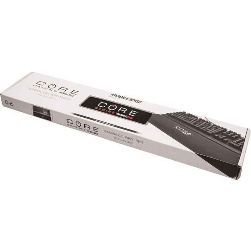 Mobile Edge Core Gaming 18.5" Gel Wrist Rest - 0.88" x 18.50" x 4" Dimension - Black - Gel Core, Rubber Base, Cloth Surface, Fabric Cover