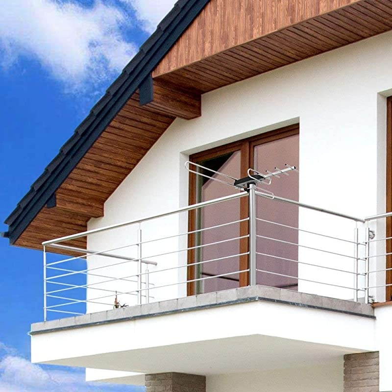 Rotating TV Antenna with 360 Degree Directional Receiving Signal 85150 Miles Range Enhanced Outdoor TV Antenna with Remote Control and 492ft Coaxial Cable