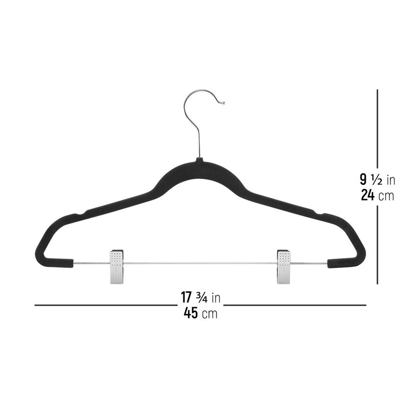 OSTO 30 Pack Premium Velvet Hangers with Clips, Non-Slip Pants Hangers with Notches; Thin Space-Saving with 360 Degree Swivel Hook; Black
