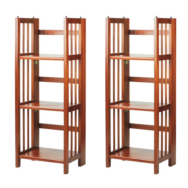 Casual Home 331-39 3 Shelf 14 Inch Folding Office Furniture Wood Bookcase, Mahogany (2 Pack)