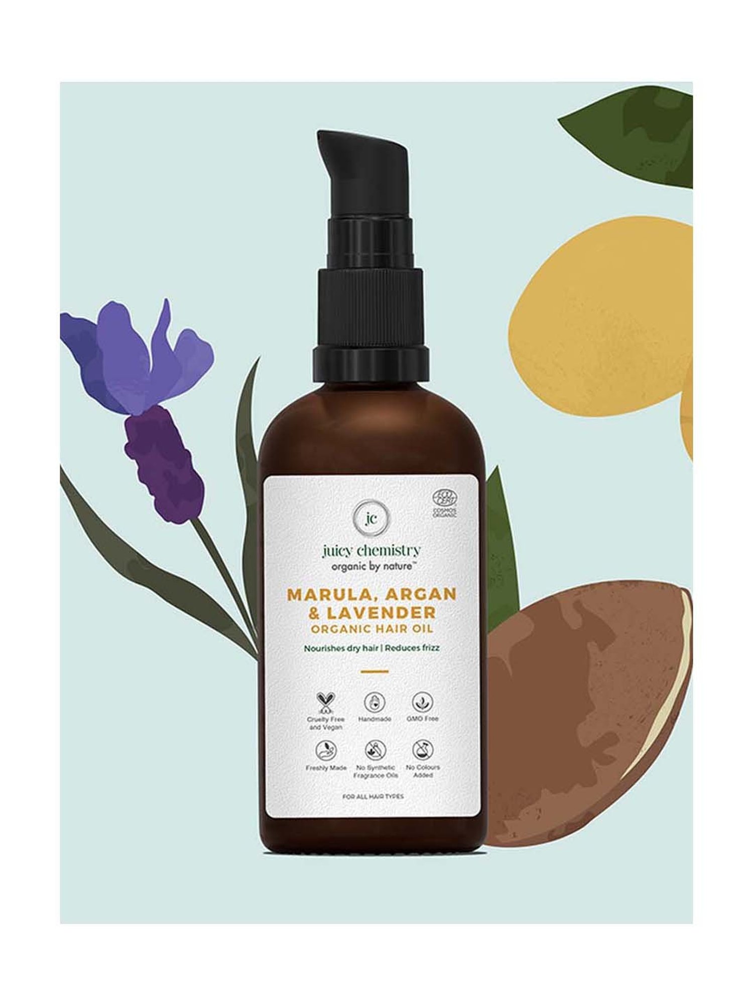 Juicy Chemistry Organic Marula Argan & Lavender Organic Hair Oil - 100 ml