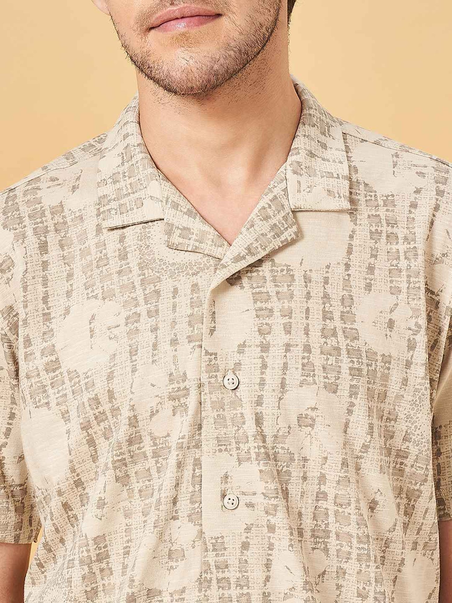 7 Alt By Pantaloons Coral Pink Slim Fit Printed Polo T-Shirt