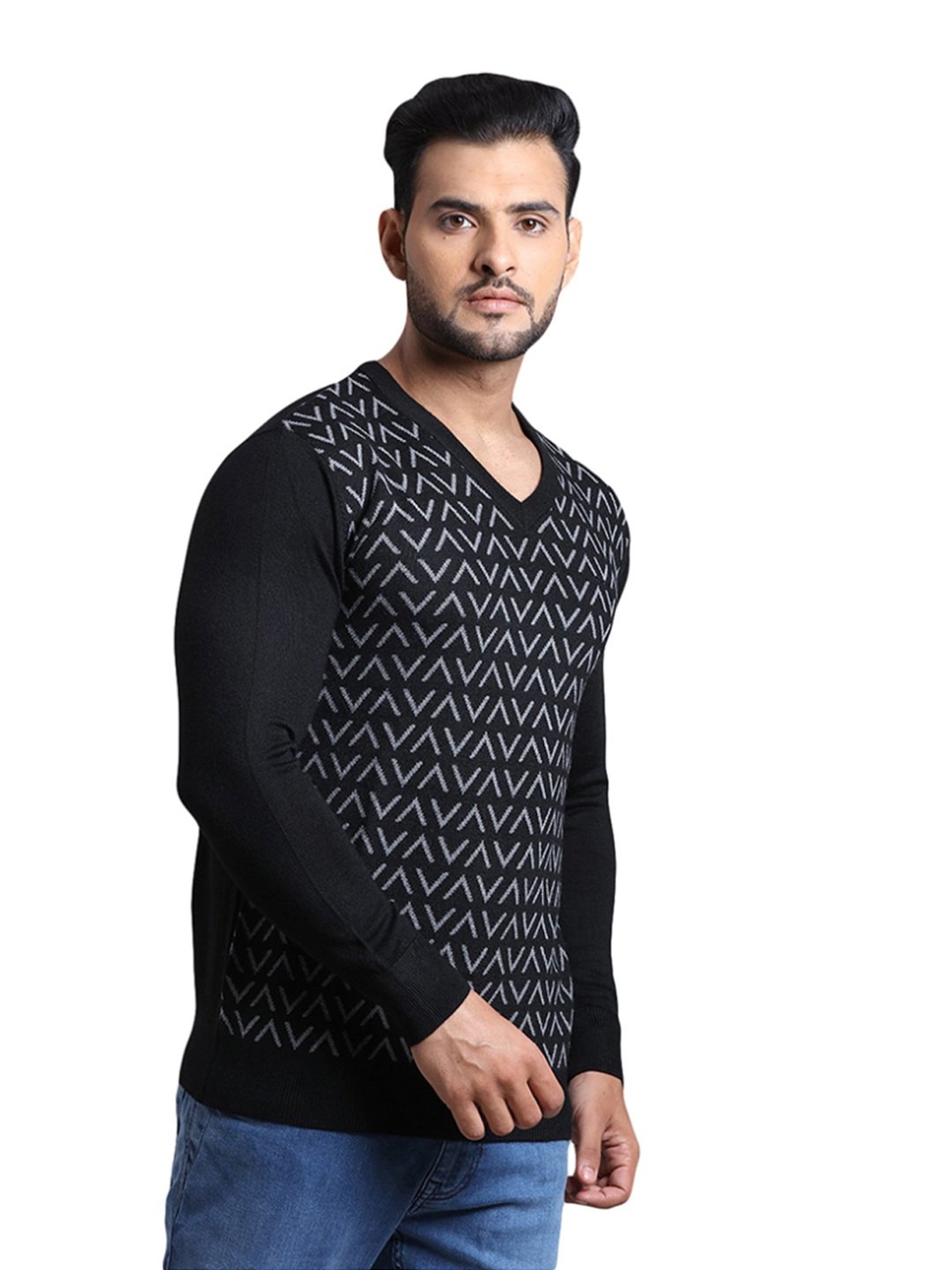 ColorPlus Black Tailored Fit Texture Sweater
