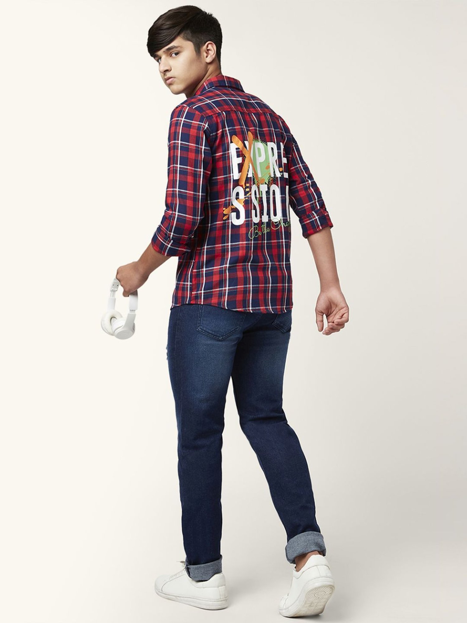 Coolsters by Pantaloons Kids Red Cotton Chequered Full Sleeves Shirt