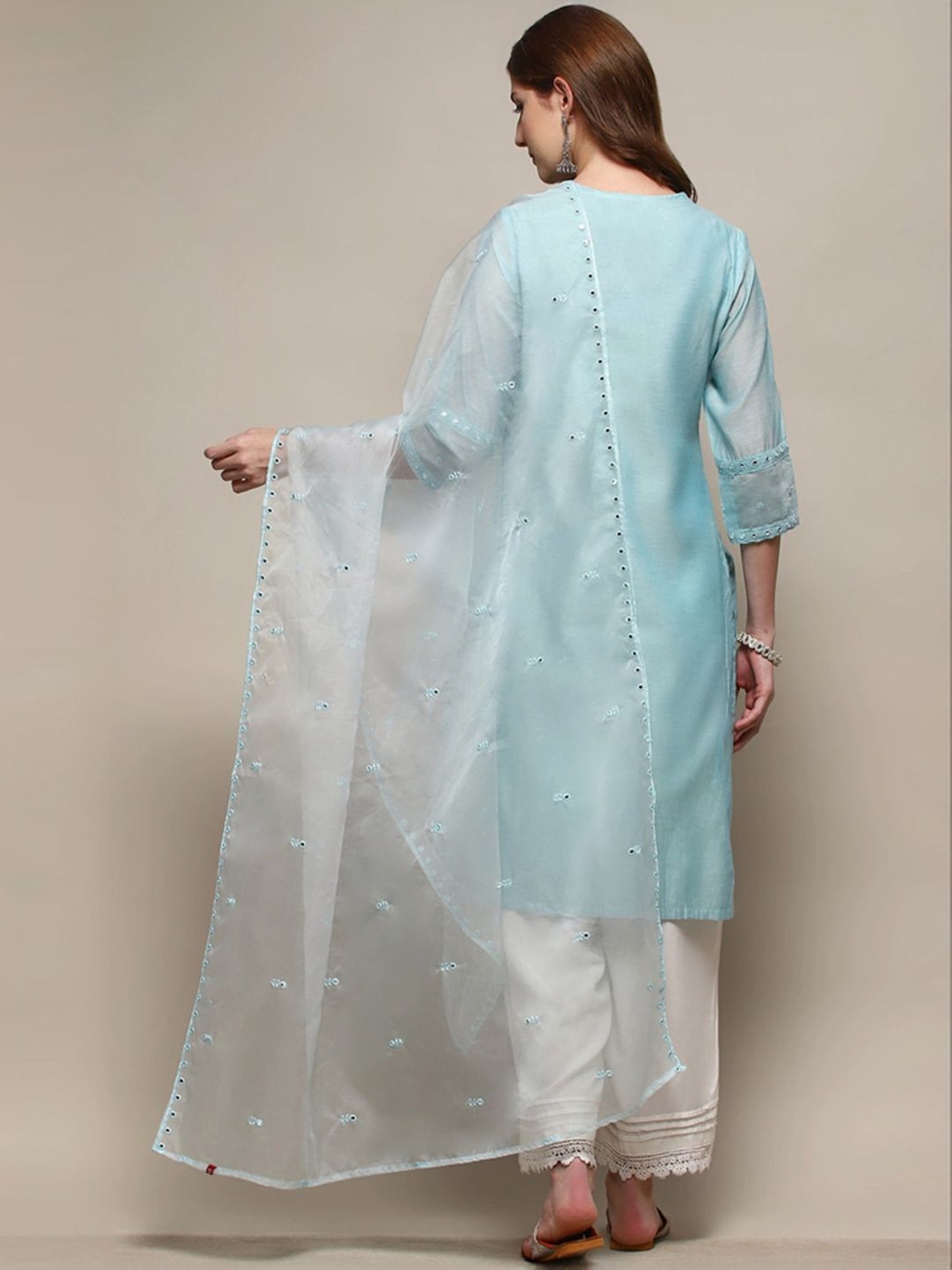 Biba Blue Embroidered Dupatta