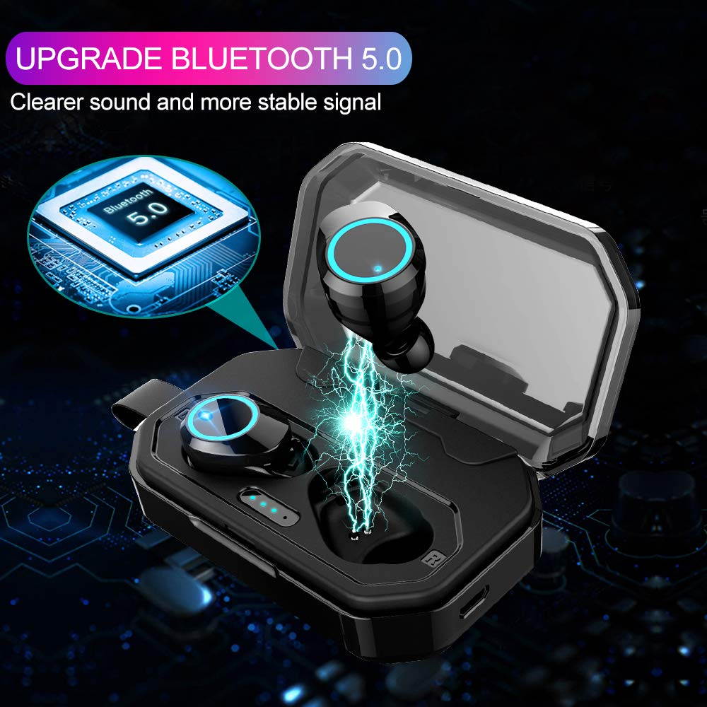 5pcs TWS Bluetooth 5.0 Wireless Earbuds With 4000Amh Charging Case IPX7 Waterproof TWS Stereo Headphones in-Ear Built-in Mic Headset Premium Sound with Deep Bass for Sport - Black