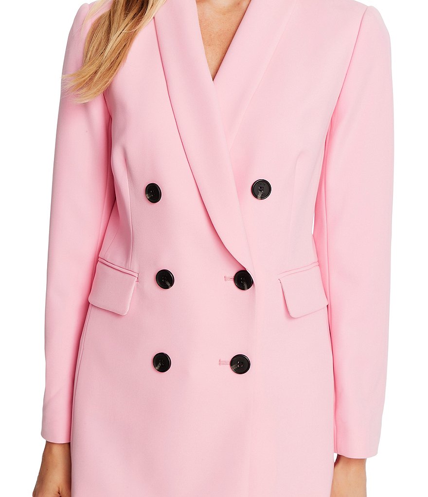 CeCe Twill Double Breasted Long Sleeve Blazer