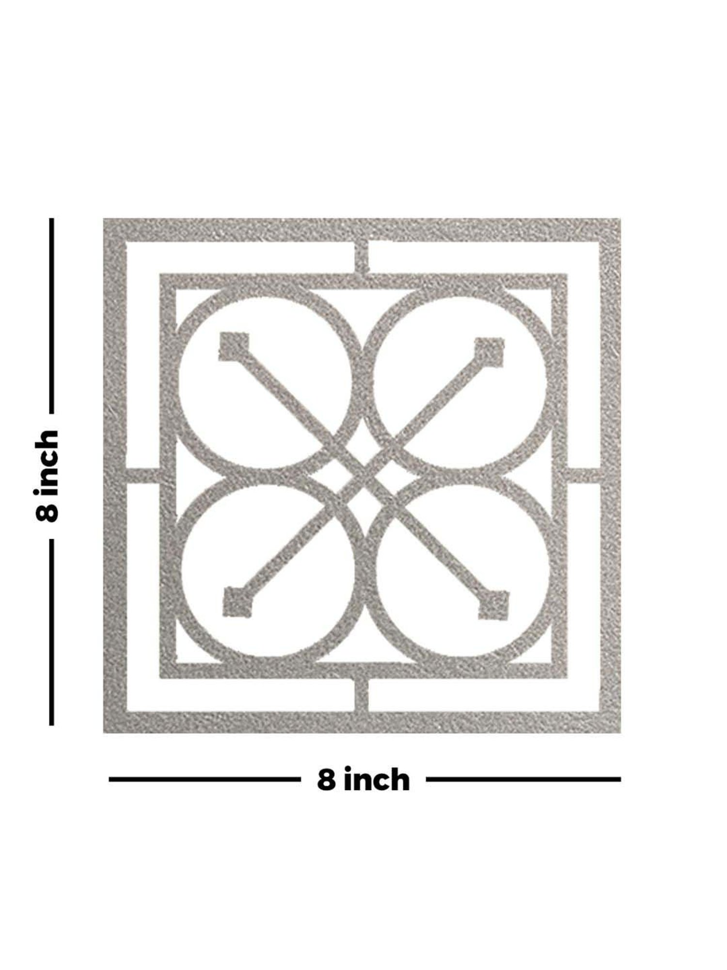 Art Street Silver Mdf Jharokha Jali Square Hanging Ornaments Wall Art - Set of 4