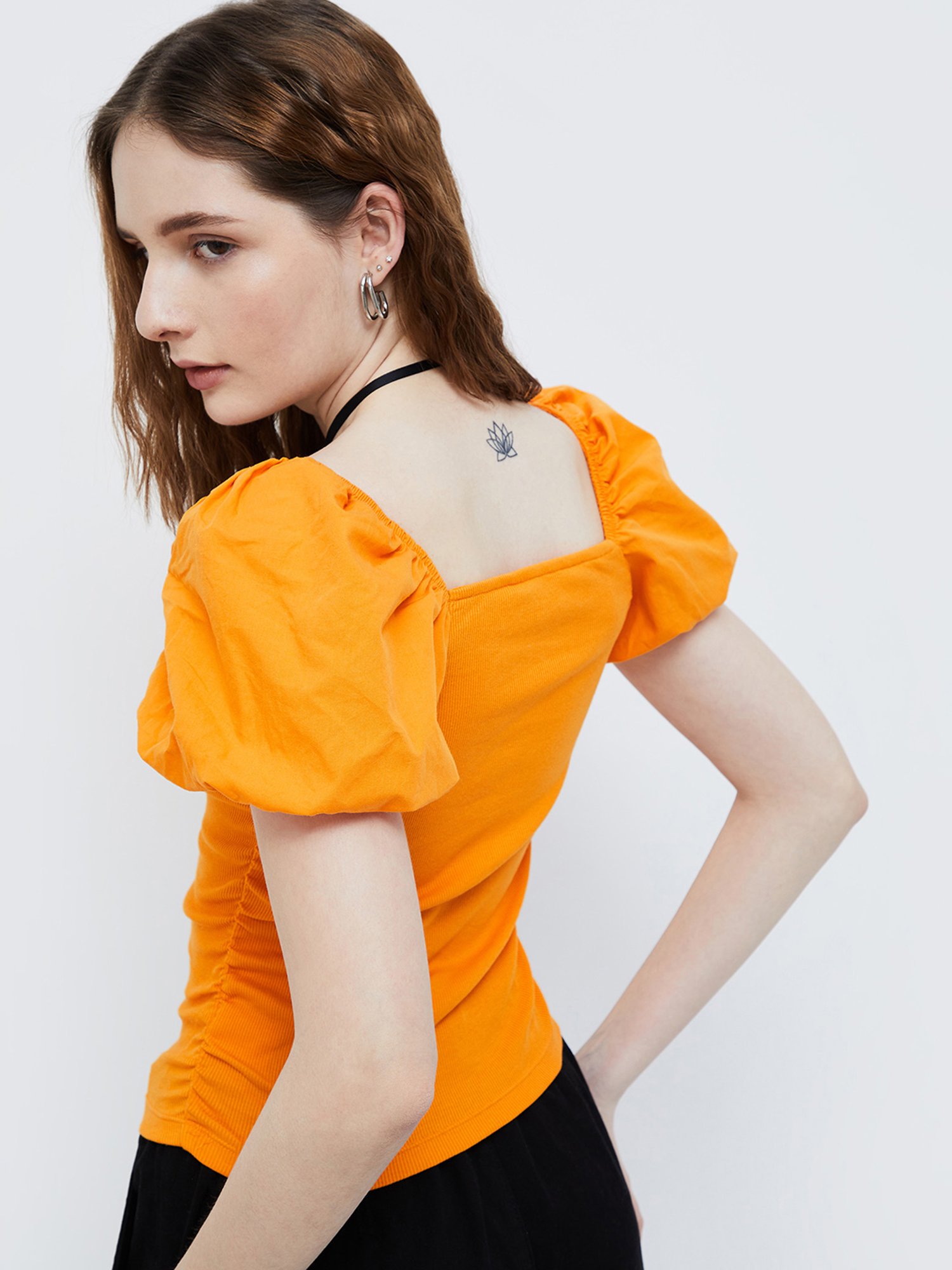 Ginger by Lifestyle Orange Cotton Striped Top