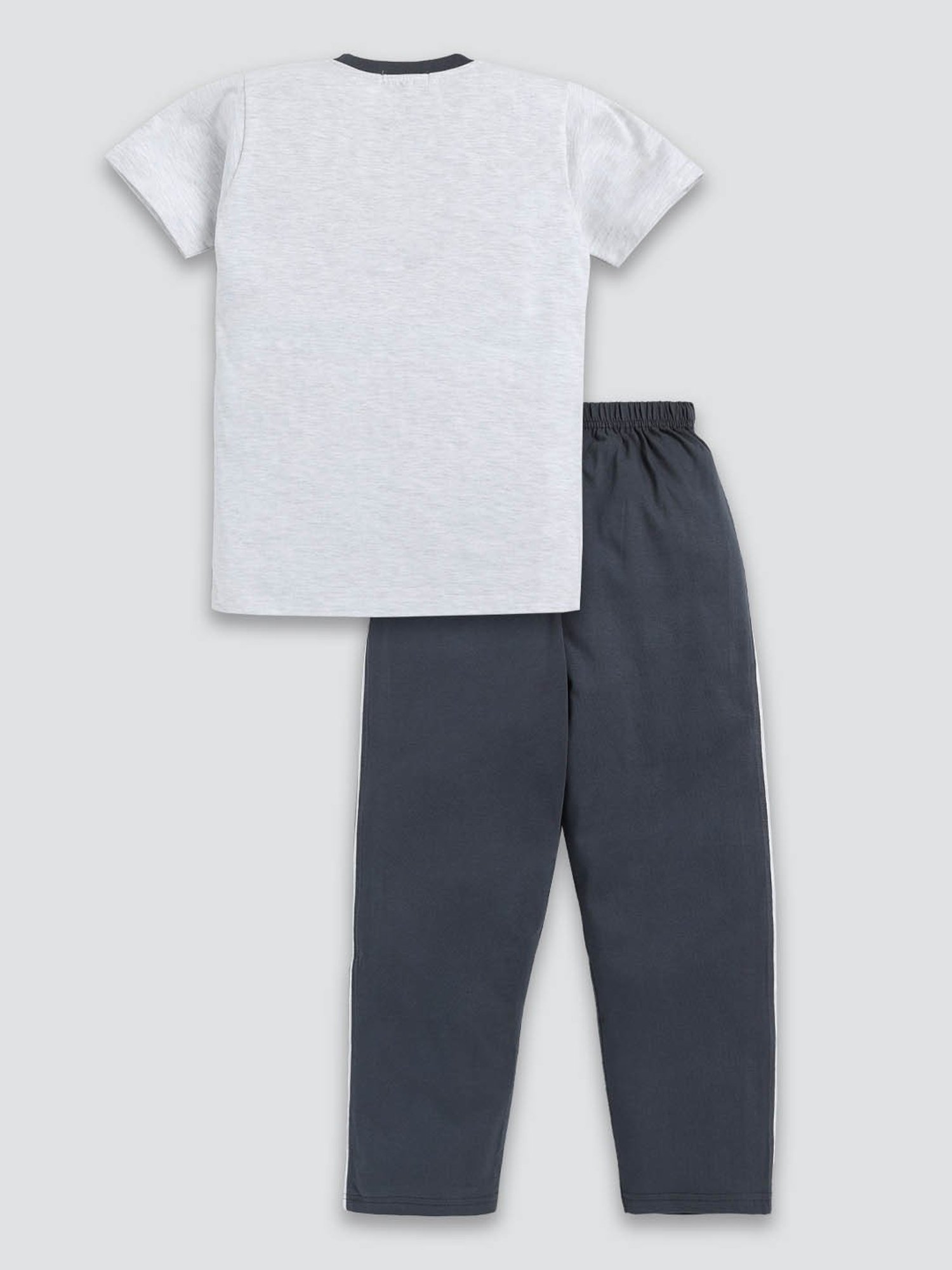 Todd N Teen Kids Grey & Navy Printed T-Shirt with Trackpants