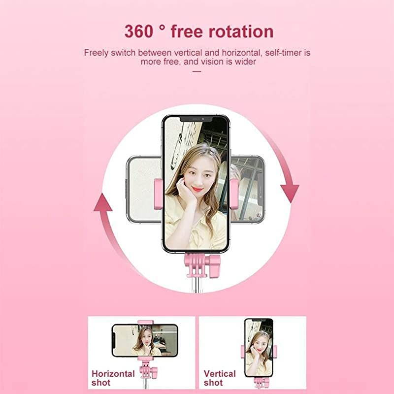 Stick Tripod Ring Light Adjustable 3 Brightness LED Ring Light with Stick Bluetooth Remote 4 in 1 Aluminum Tripod for iPhone and Android Phone, YouTube Video, Live Streaming