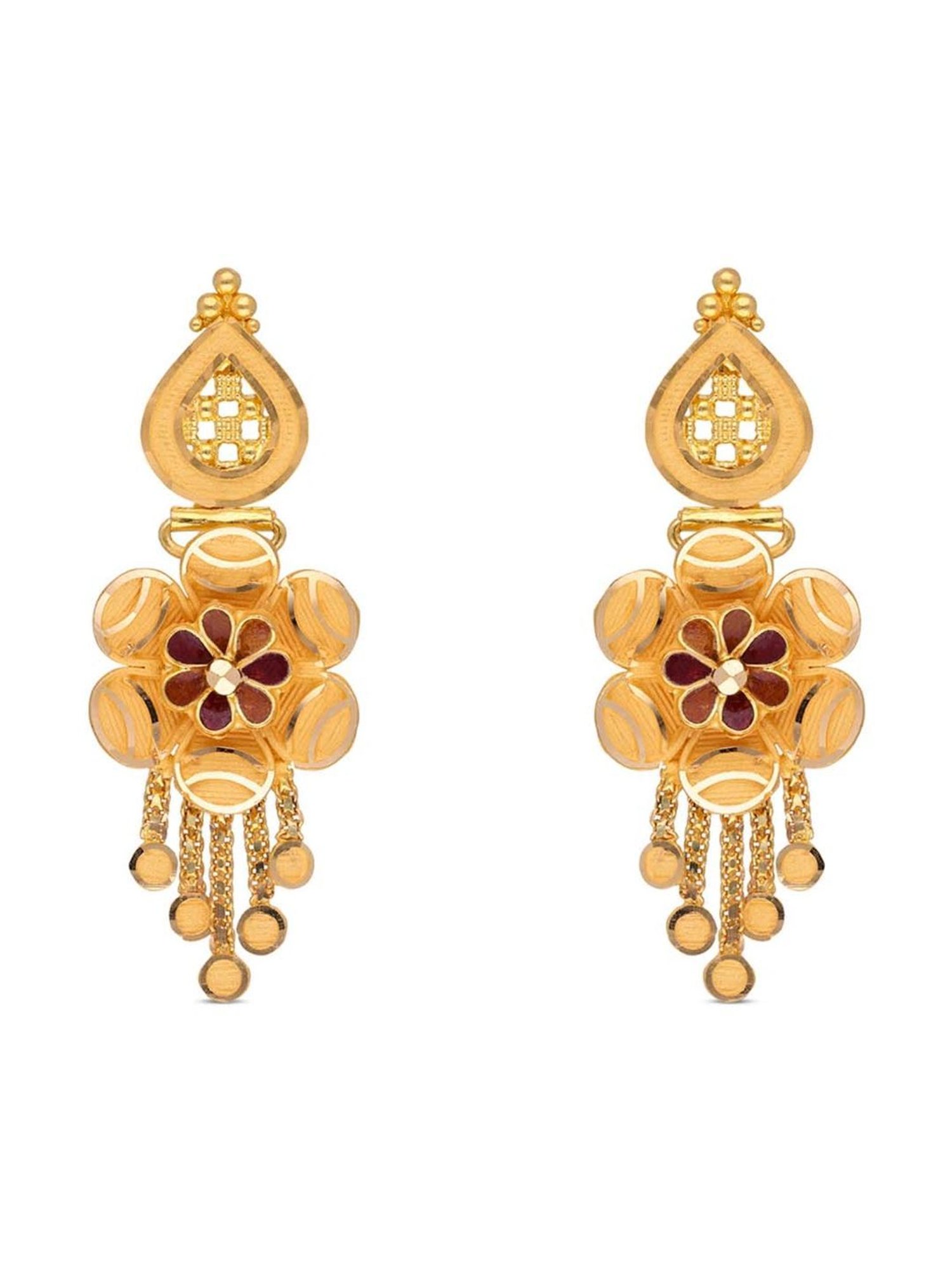 CKC Plain Gold Ear Drops with Filigree Design: Timeless Sophistication