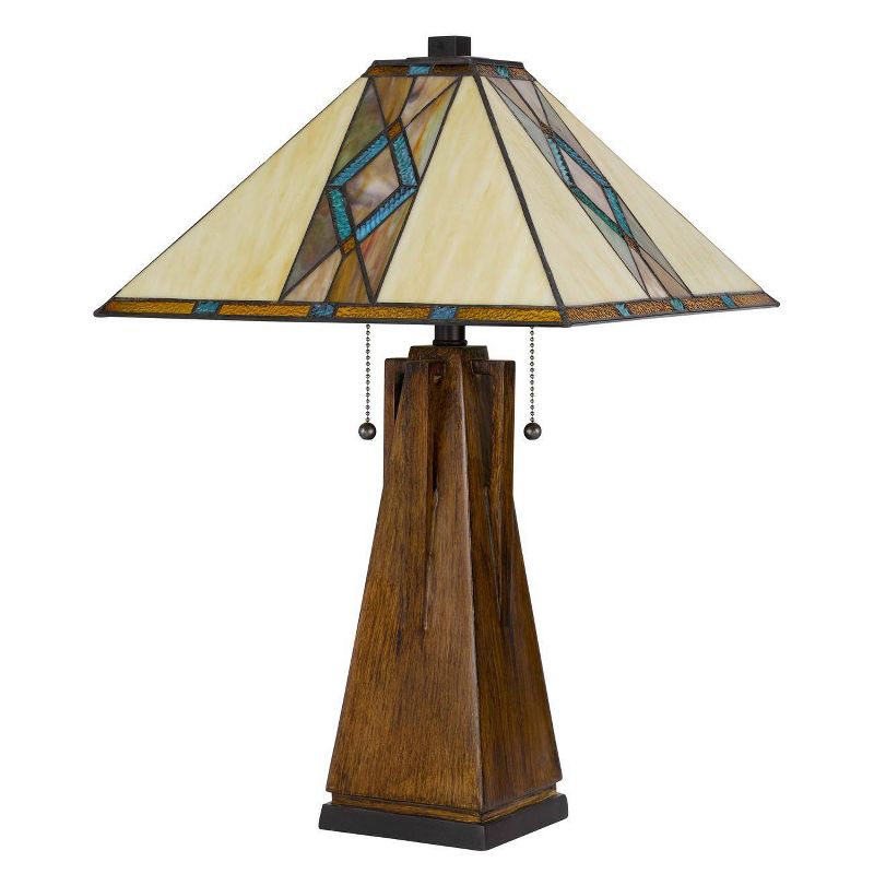 25" Resin Contemporary Mission Table Lamp with Tiffany Glass Shade - Cal Lighting