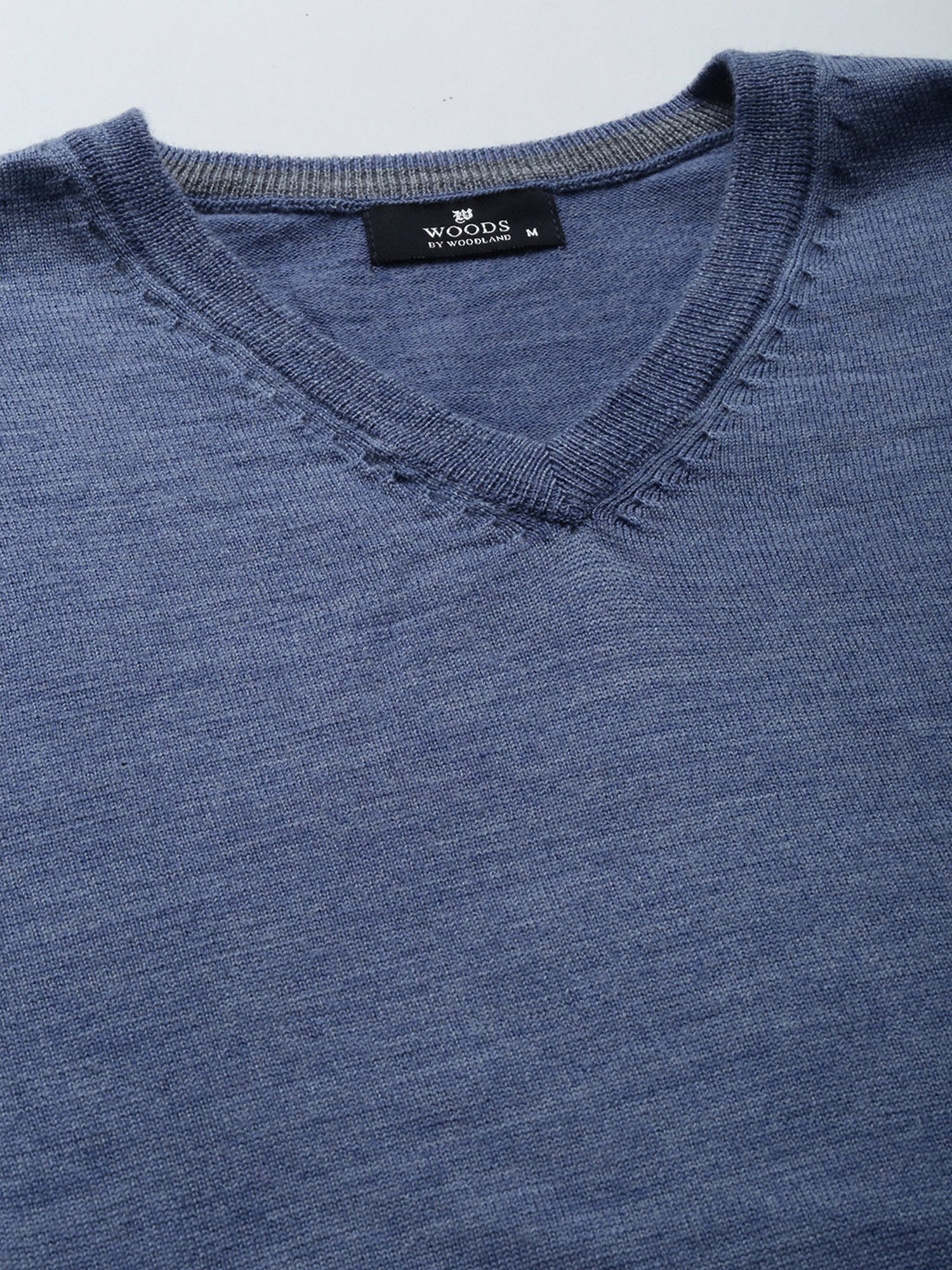 Woods Sky Blue Regular Fit V Neck Sweater