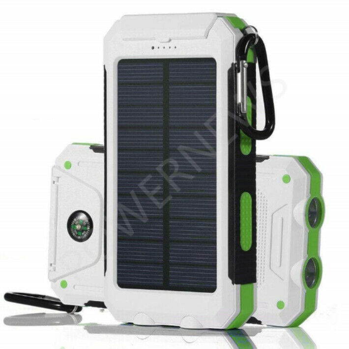 2021 Waterproof Solar Power Bank 9000000mAh Portable Battery Charger White New
