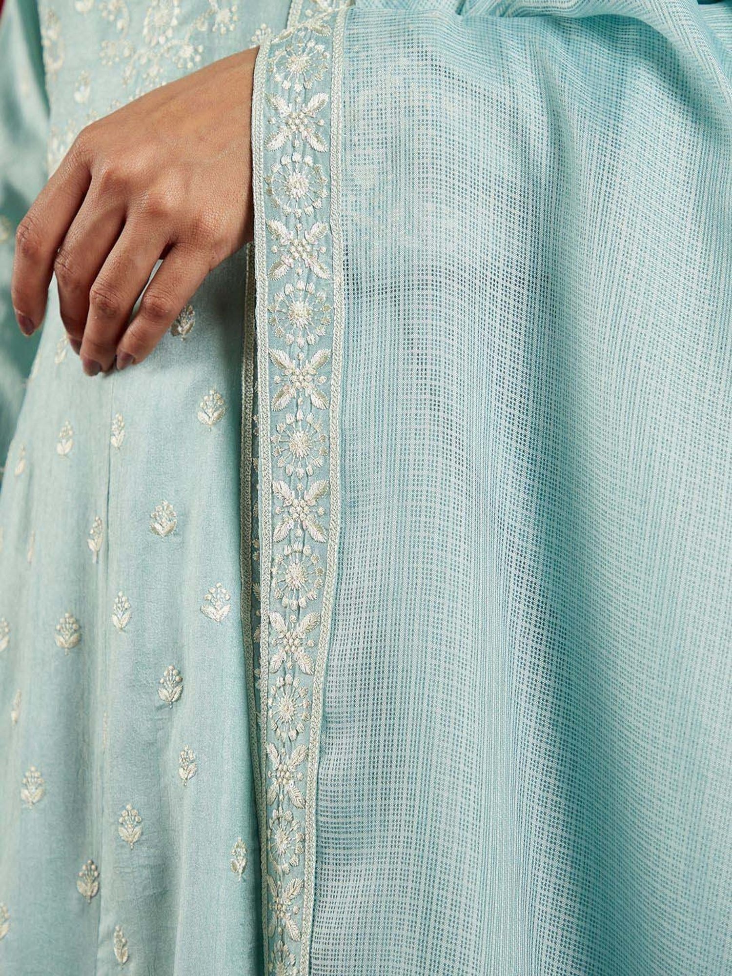 Libas Art Blue Embroidered Kurta Palazzo Set With Dupatta