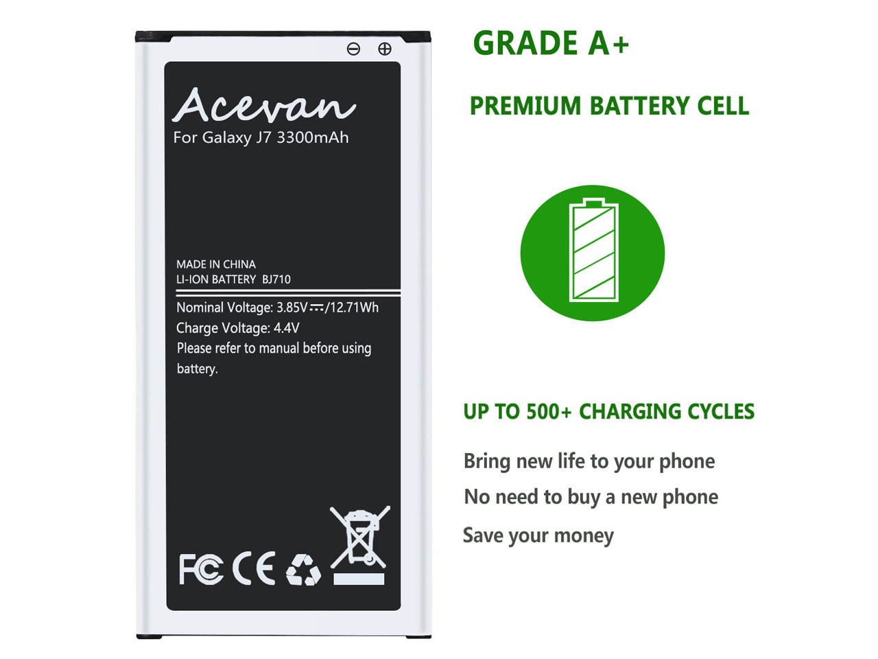 Galaxy J7 Battery 3300mAh Acevan Replacement Battery for Samsung Galaxy J7 Prime 2017 J727 J7 Perx J727P J727A J727V J727T J727R J727U, Galaxy J7 2016 J710 J710F J710T J710P EB-BJ710CBC EB-BJ710CBE