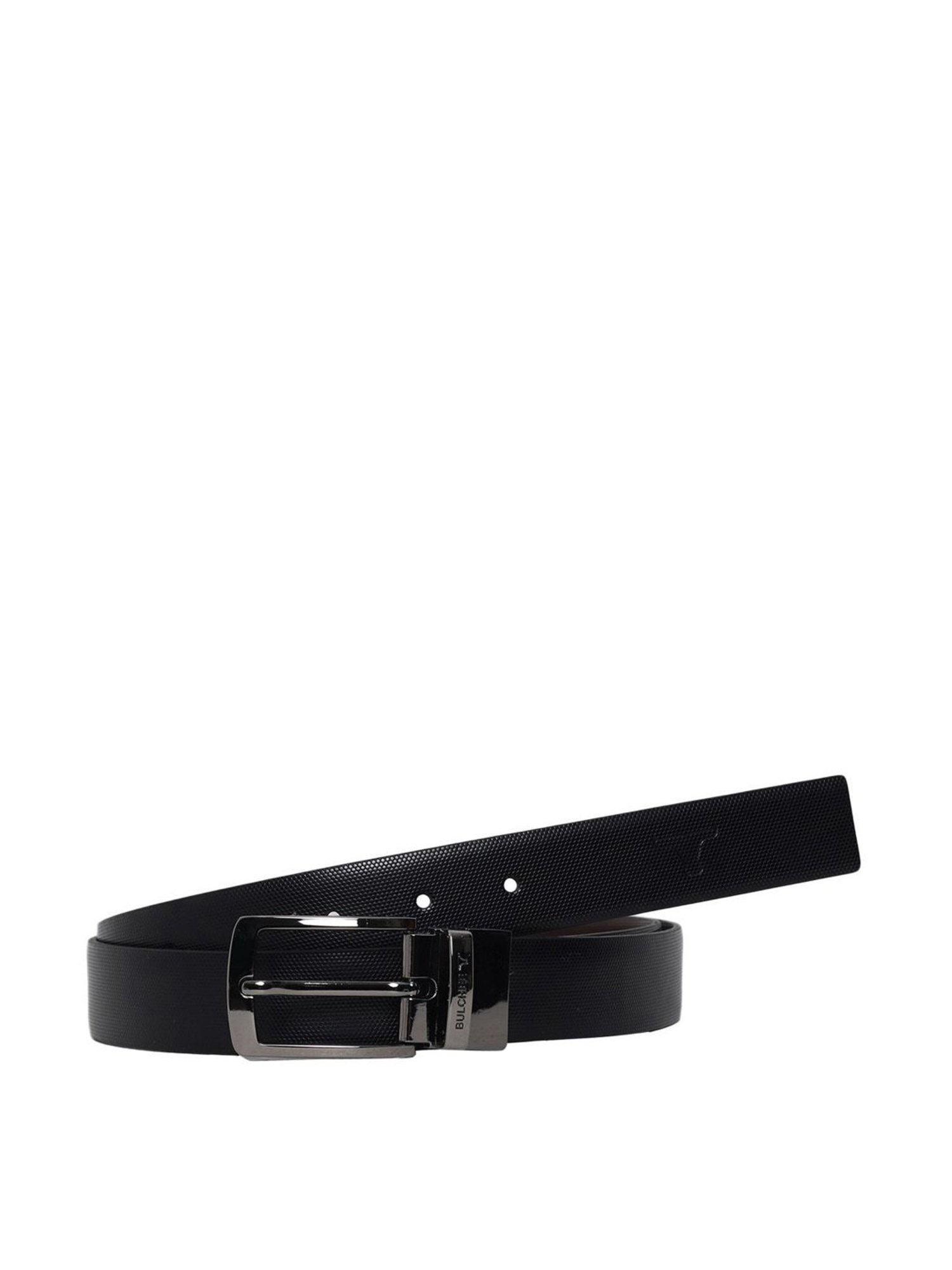 Bulchee Black & Brown Leather Textured Reversible Belt