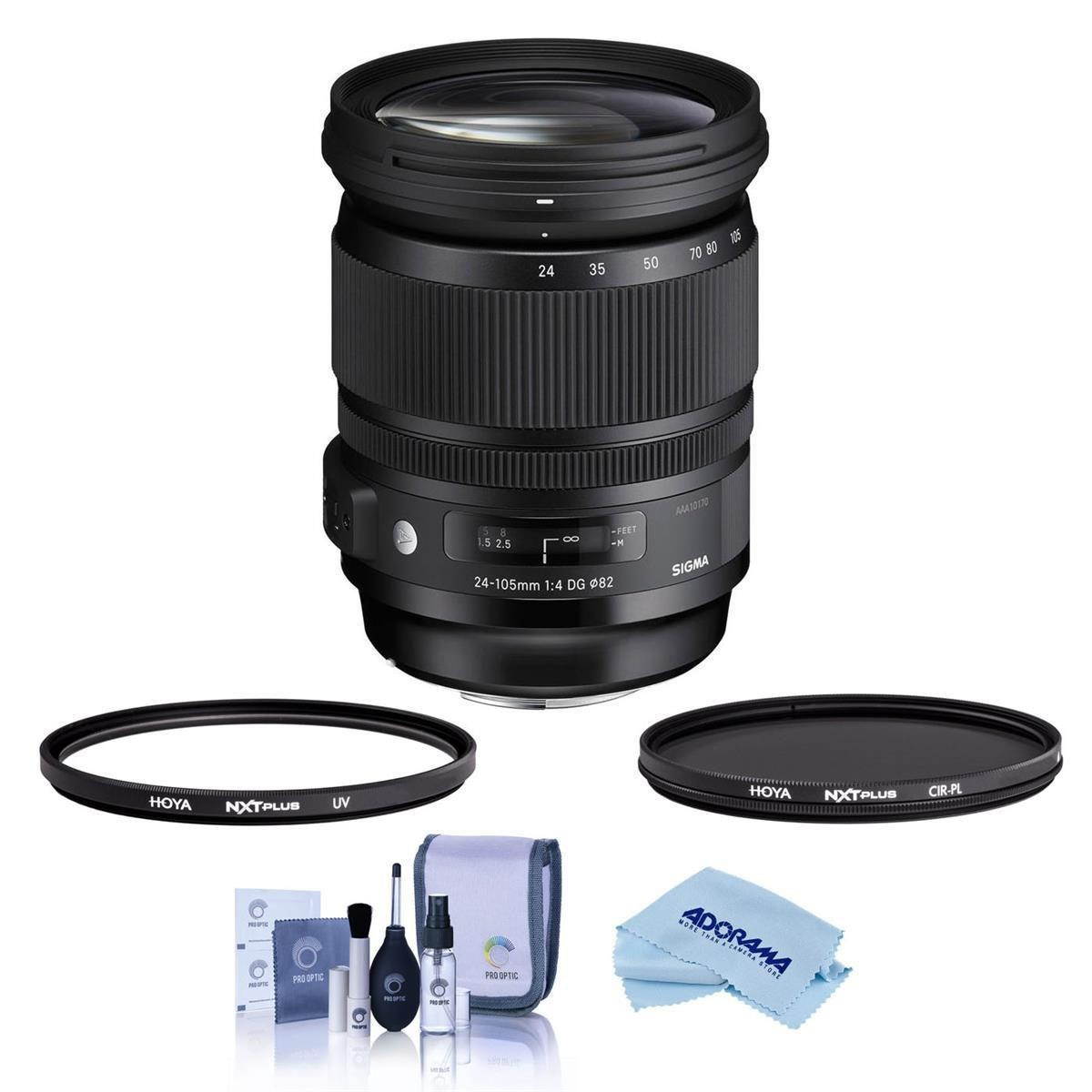 Sigma 24-105mm f/4.0 DG OS HSM ART Lens for Nikon F - Hoya XTP UV & CPL Filters