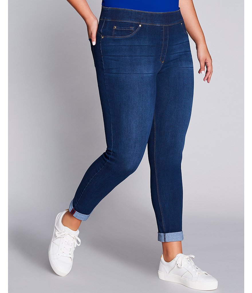 Slim Factor by Investments Plus Size Classic Waist Denim Skinny Cuff Legging