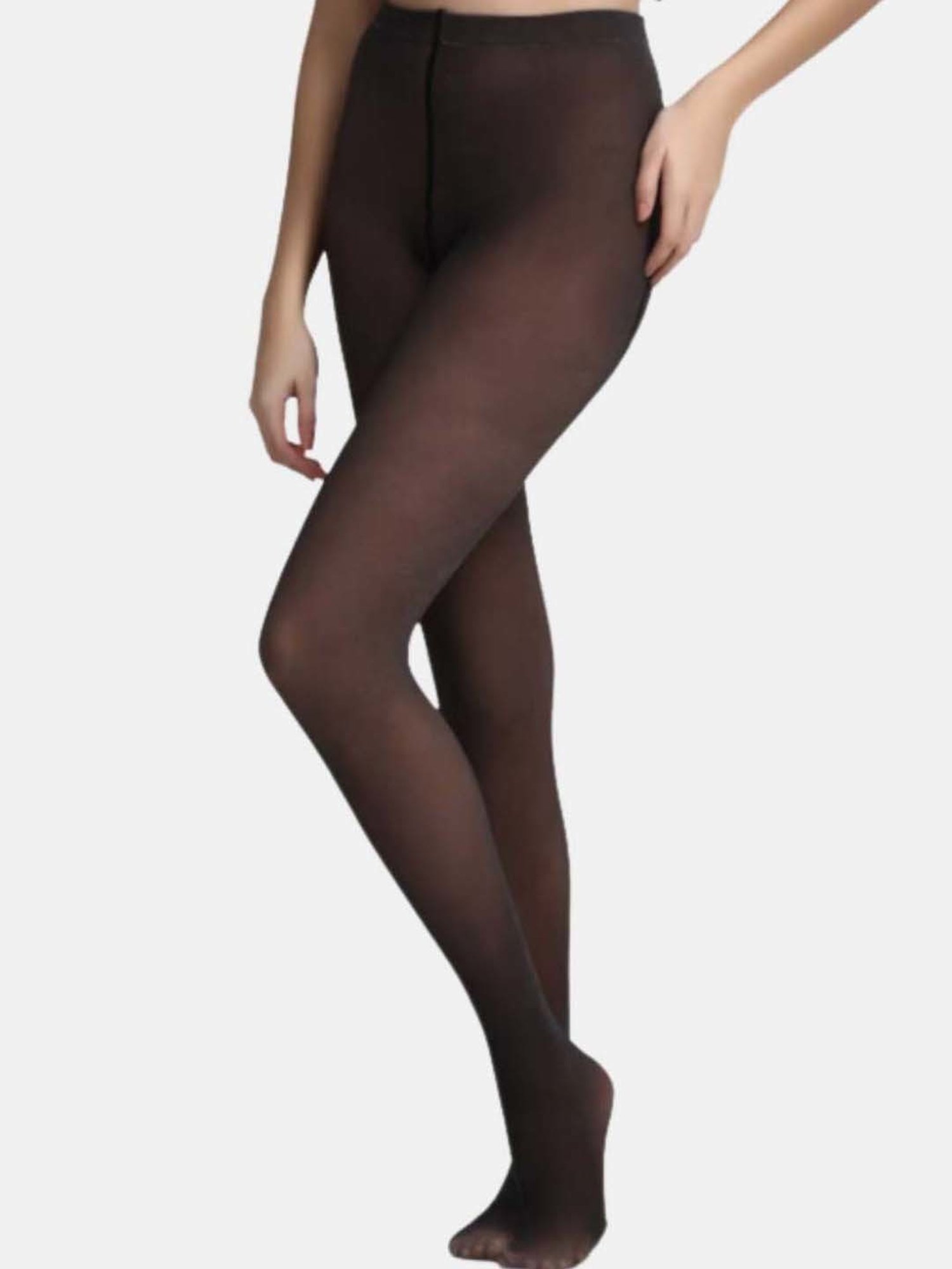 Secrets By ZeroKaata White & Black Plain Pantyhose Stockings - Pack Of 2