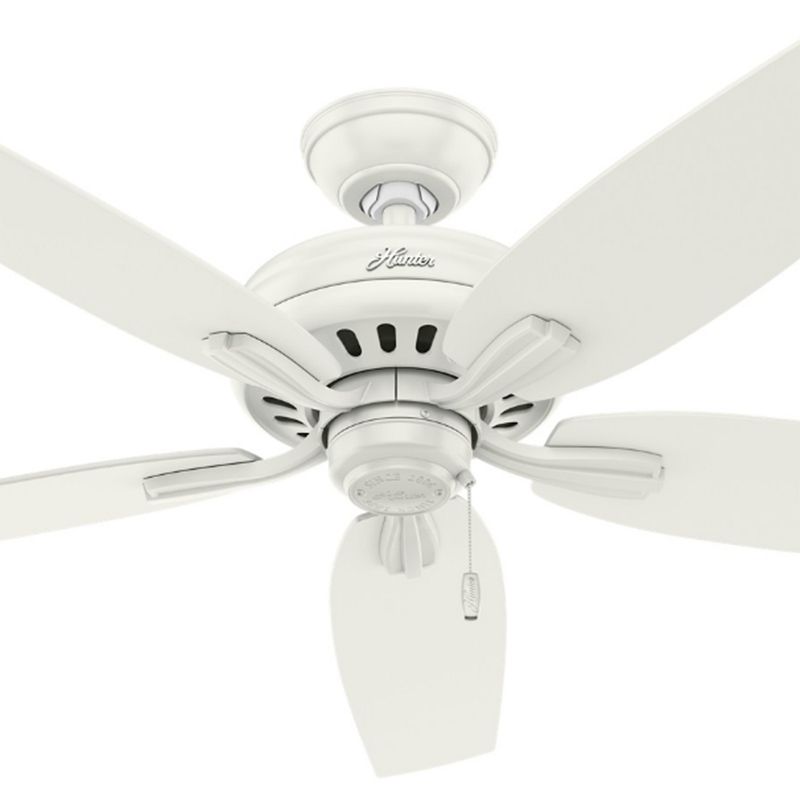 Hunter Fan Company 53322 Newsome Traditional 52 Inch Ultra Quiet Outdoor/Indoor Ceiling Fan with Pull Chain Control without Light Kit, Fresh White