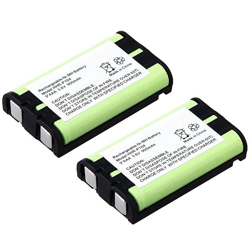 3.6V Rechargeable Ni-MH Battery for Panasonic Cordless Phone HHR-P104 HHR-P104A Type29 (2 Pack)
