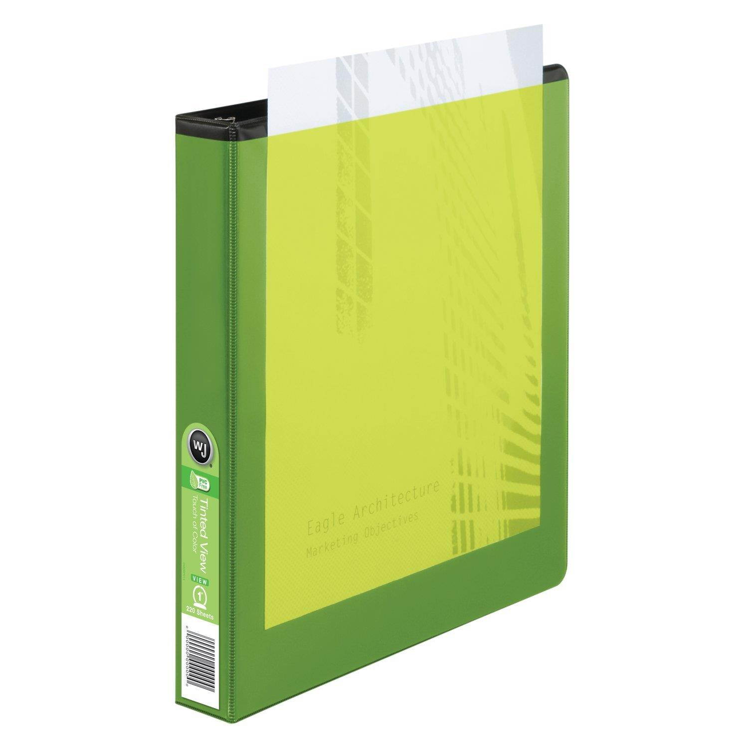 Wilson Jones Tinted View Round Ring Binder, 1 Inch, Customizable, Black with Assorted Color Overlay, Case of 6 (W68552BPP)