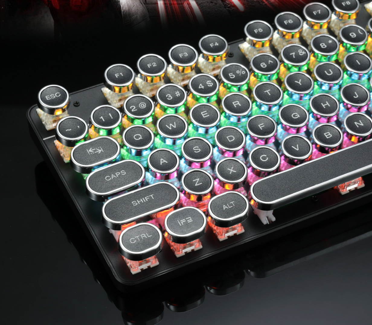 Mechanical Gaming Keyboard with RGB Backlit Blue Switch 104 Keys Anti-Ghosting Mechanical Gaming Keyboard, Retro Keycaps Light Up Keyboard, Metal Panel Wired USB for PC and Laptop