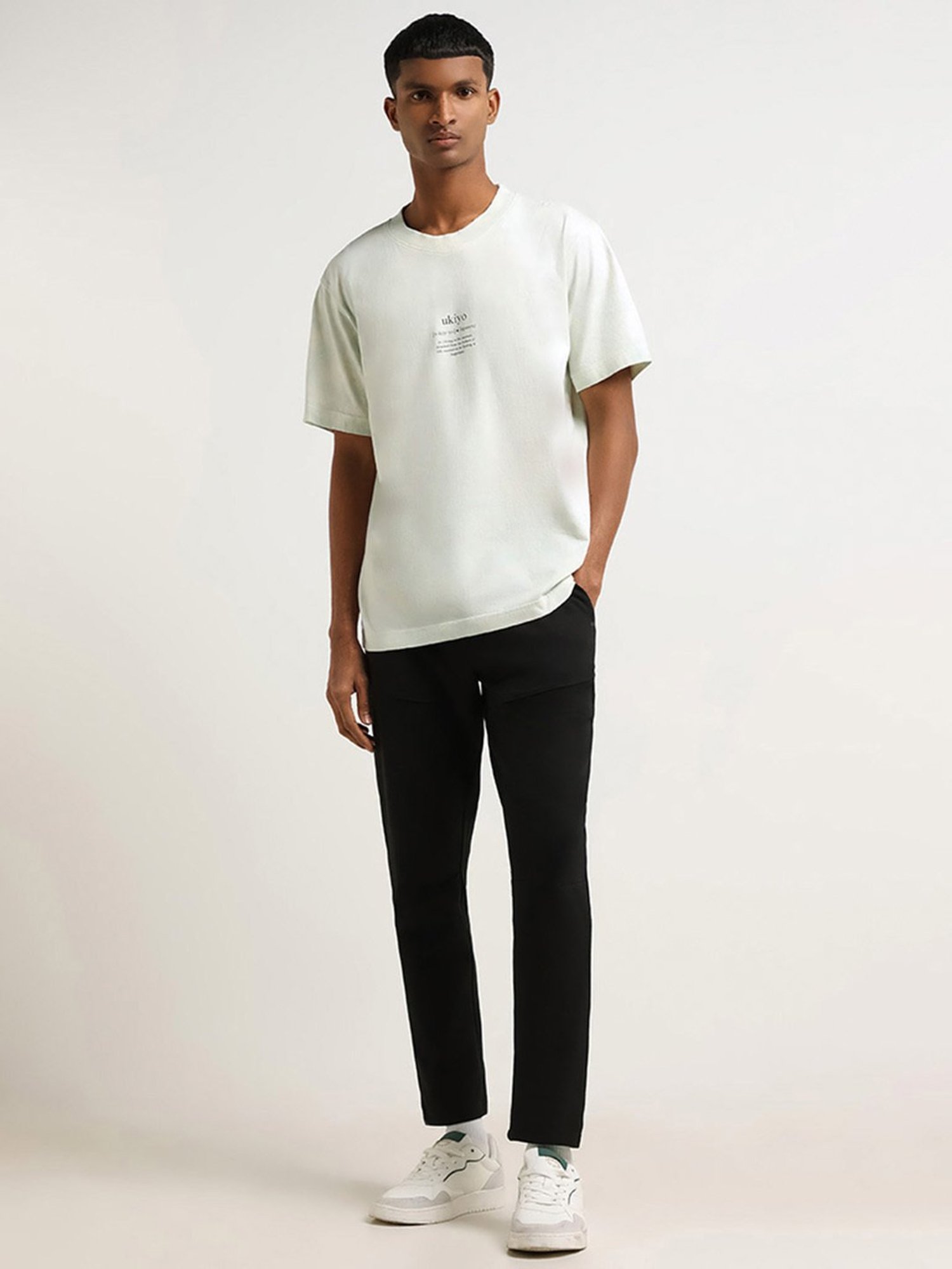 Studiofit by Westside Solid Black Relaxed-Fit Mid-Rise Track Pants