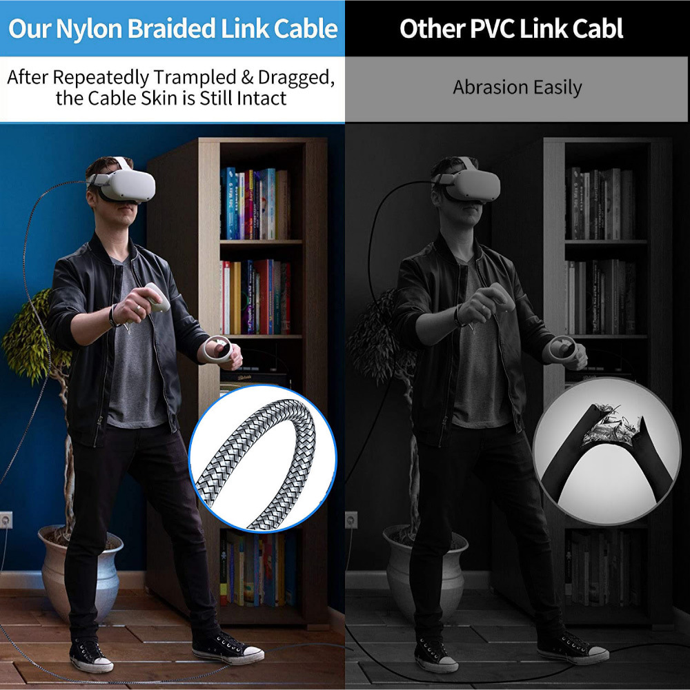 4pcs 6M 20FT Oculus Quest 2 Link Cable USB TO Tytp-c Computer Game VR Glasses Equipment All-in-one Elbow Data Cable