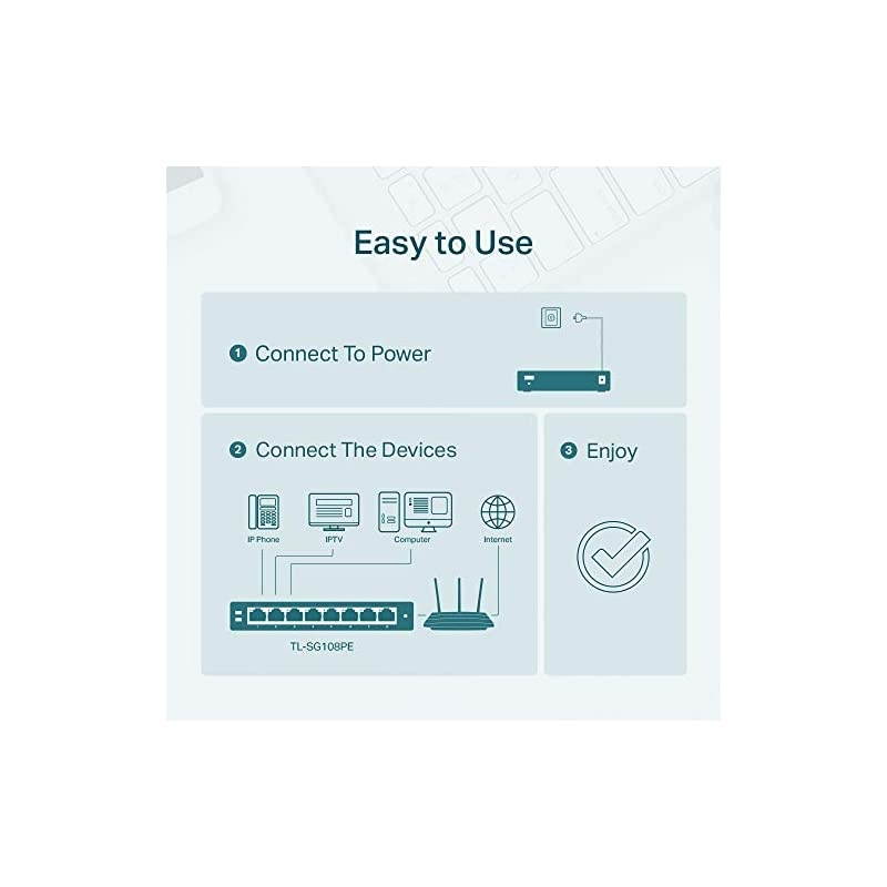 TL-SG108PE | 8 Port Gigabit PoE Switch | Easy Smart Managed | 4 PoE+ Ports @64W | Plug & Play | Sturdy Metal w/ Shielded Ports | Fanless | QoS, Vlan, IGMP & LAG | Limited Lifetime Protection