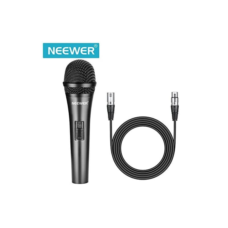 Cardioid Dynamic Microphone with XLR Male to XLR Female Cable Rigid Metal Construction for Professional Musical Instrument Pickup Vocals Broadcasting Speech Black NW040