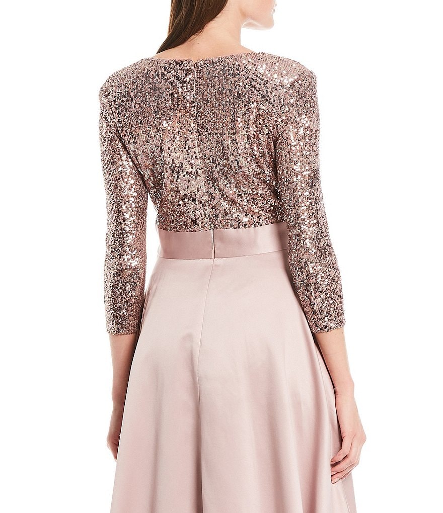 Xscape Sequin Bodice Satin Gown