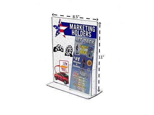 Marketing Holders Sign Holder 8.5 x 11 with Brochure Pocket Clear Acrylic Table Tent Ad Frame Lot of 10