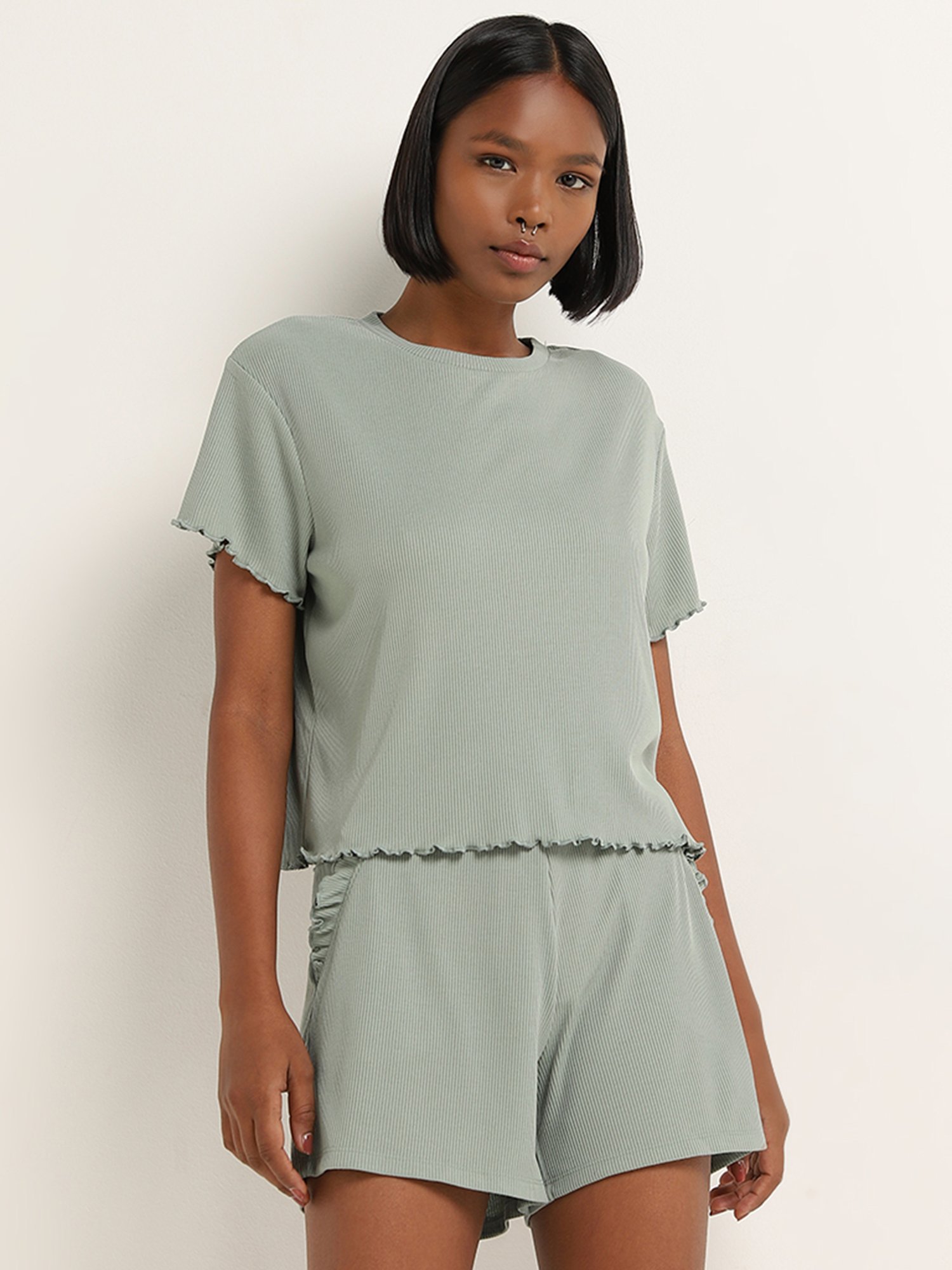 Superstar by Westside Sage Ribbed Textured T-Shirt