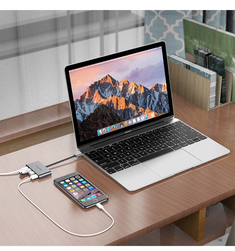 lention 4-in-1 usb-c hub with type c, usb 3.0, usb 2.0 compatible macbook air 2018 2019, macbook pro 13/15 (thunderbolt 3), chr