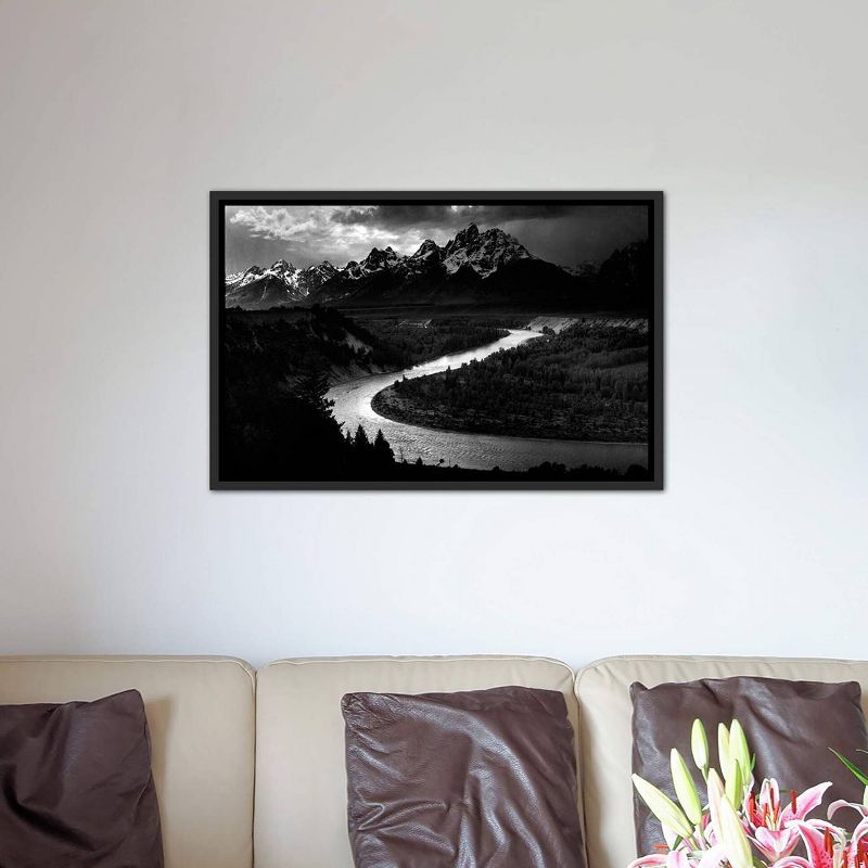 40" x 26" The Tetons Snake River by Ansel Adams Framed Canvas Print Black - iCanvas