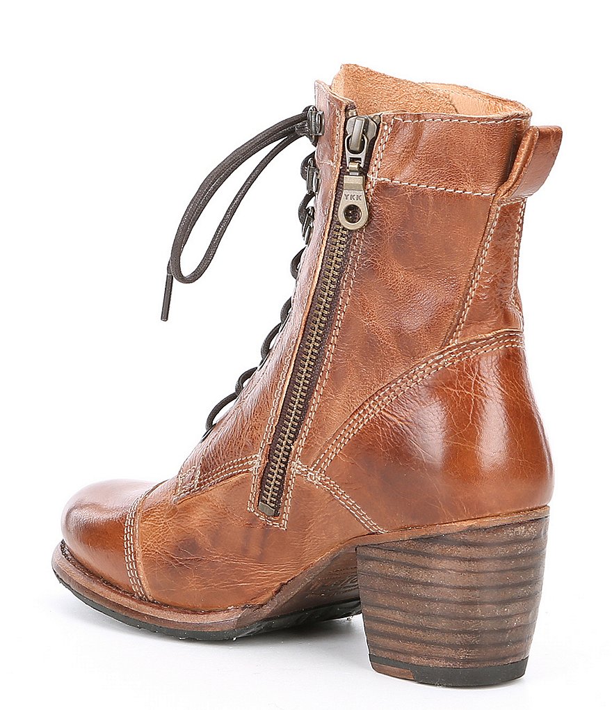 Bed Stu Judgement Leather Block Heel Combat Boots