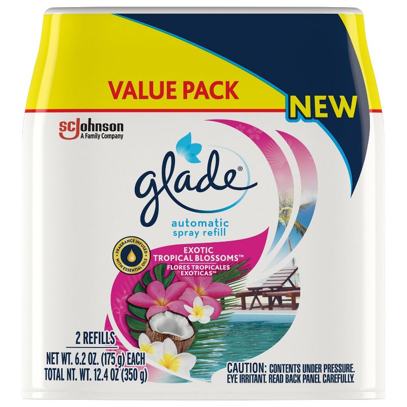 Glade Lg Auto Air Freshner - Tropical Blossoms - 2ct