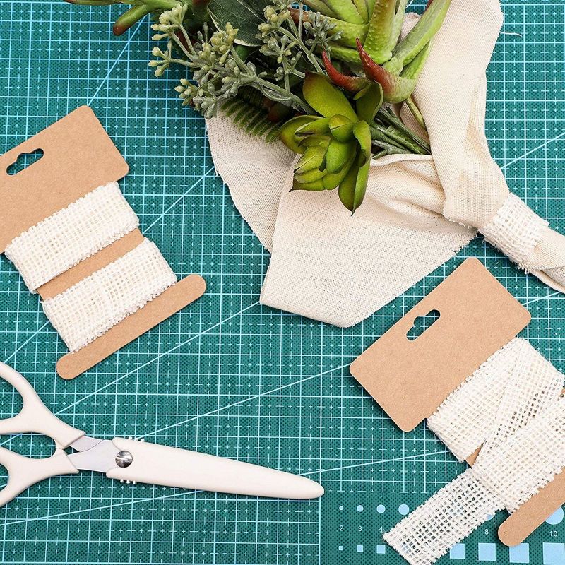 Genie Crafts 24-Pack White Burlap Fabric Ribbon Rolls 1" x 1 Yard for Crafts, Sewing