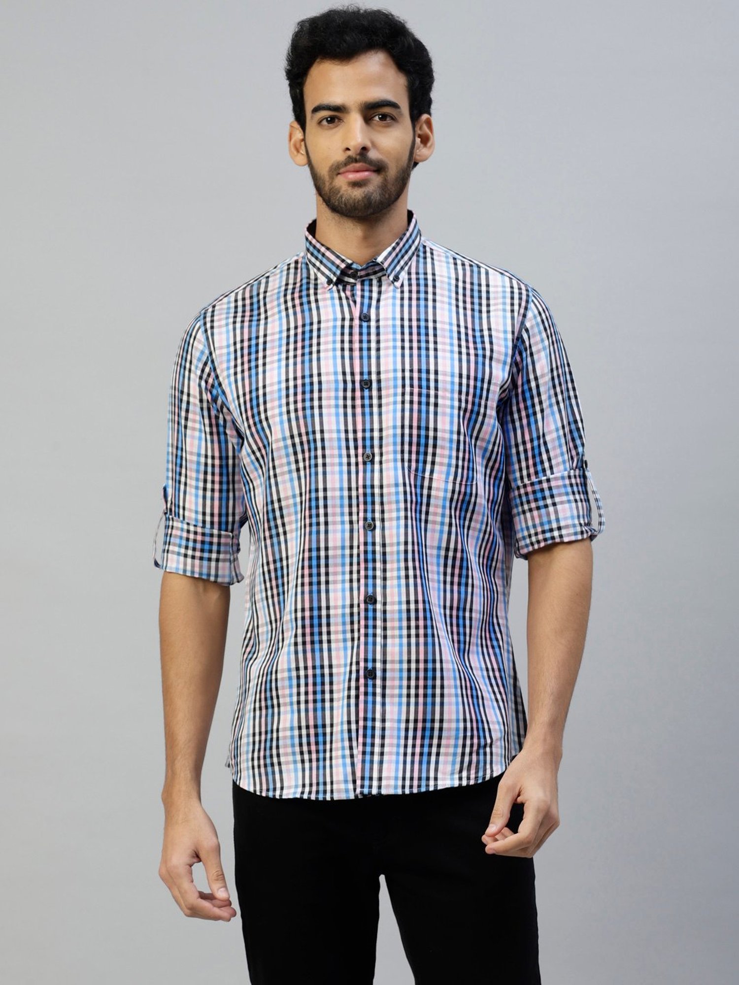 Don Vino Multicolor Regular Fit Check Cotton Shirt