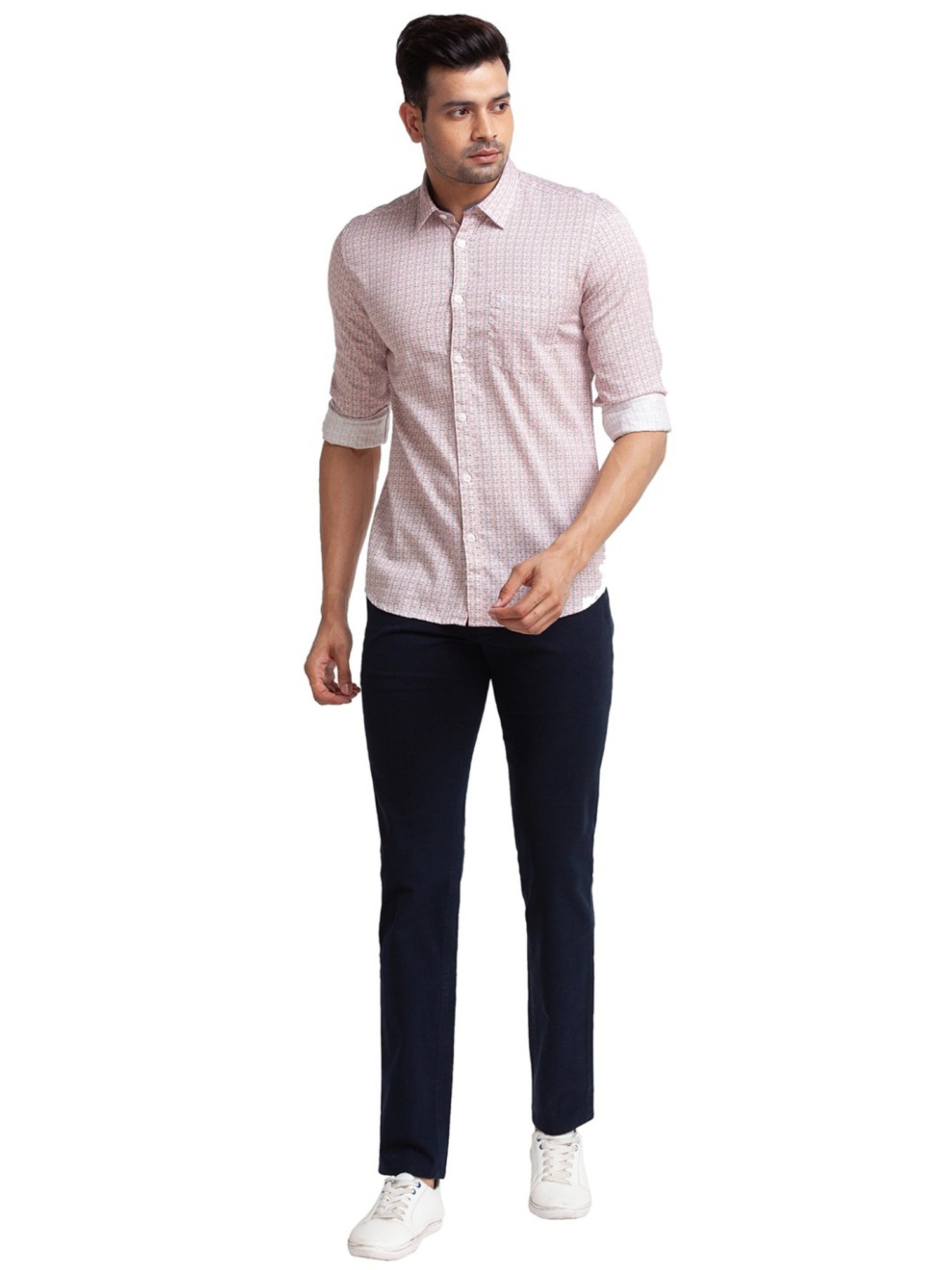 Parx White Pure Cotton Slim Fit Printed Shirt