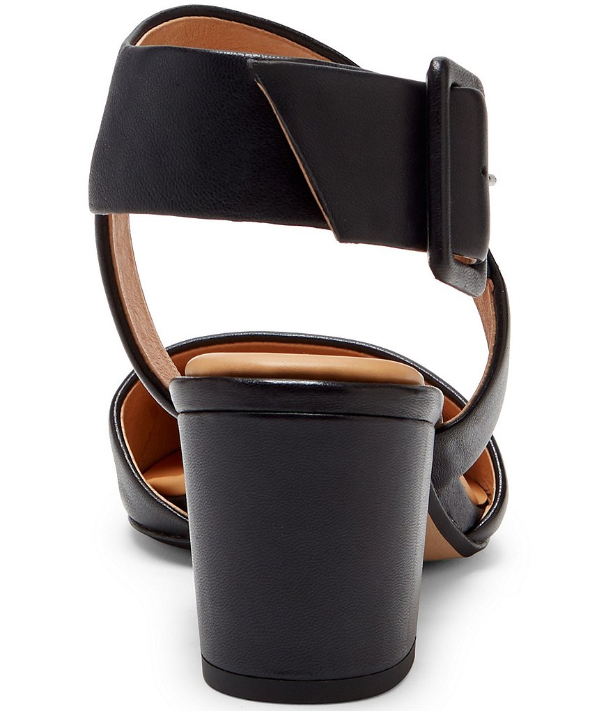 Riina Leather Asymmetrical Block Heel Pointed Toe Pumps