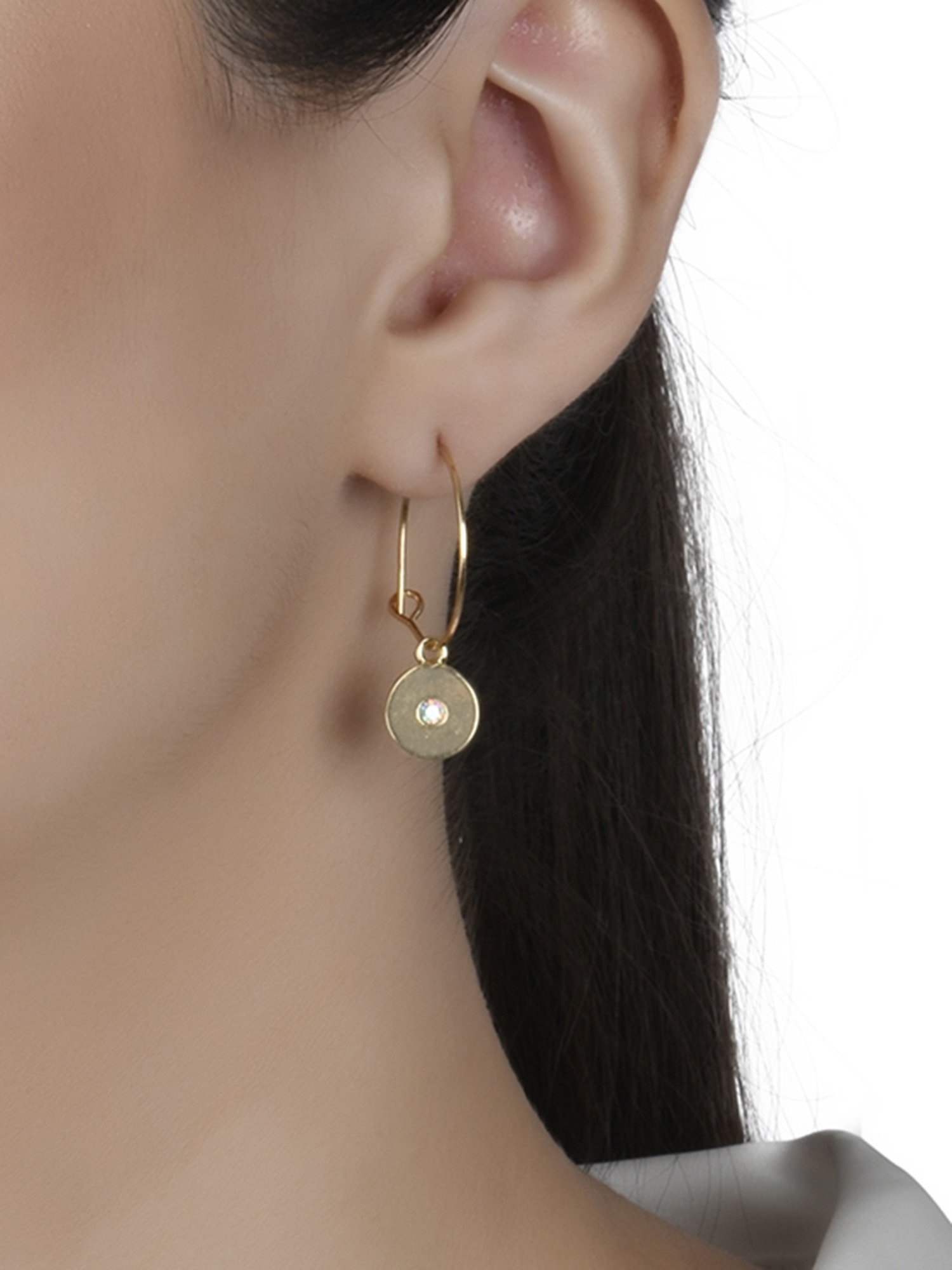 Lilly & Sparkle Set of 9 Gold-Toned Pearl and Crystal Studded 3 Bali Earrings and 6 Studs