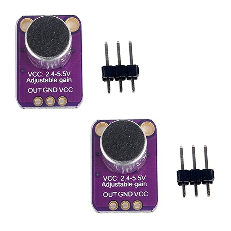 2pcs Electret Microphone Amplifier MAX4466 Module Adjustable Gain Blue Breakout Board for Arduino